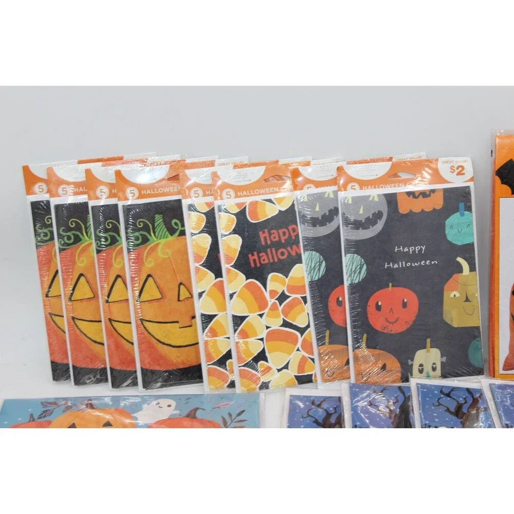 Lot of 62 Total Halloween Panoramic Pop Up Greeting Cards/Regular/Treat Bags NEW